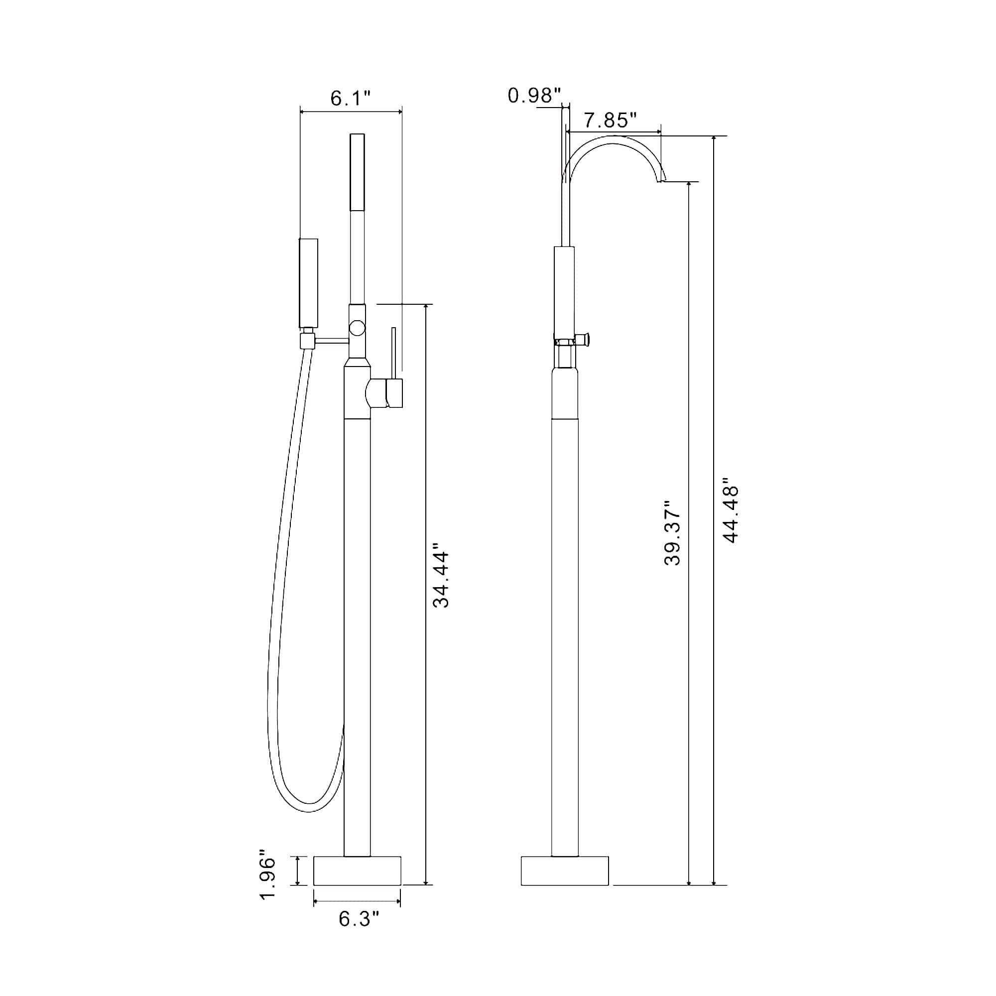 Floor Mount Tub Faucet With Handheld Sprayer Single Handle Bathtub