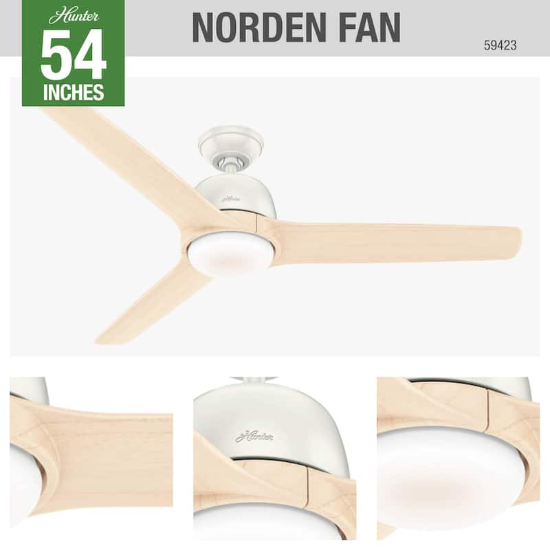 Hunter 54" Norden Ceiling Fan with LED Light Kit and Handheld Remote - Transitional, Modern, Contemporary