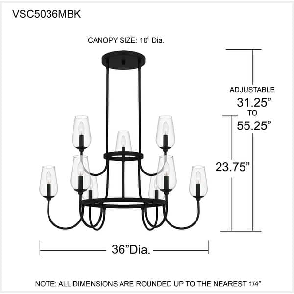 Viscount 9-Light Matte Black Chandelier
