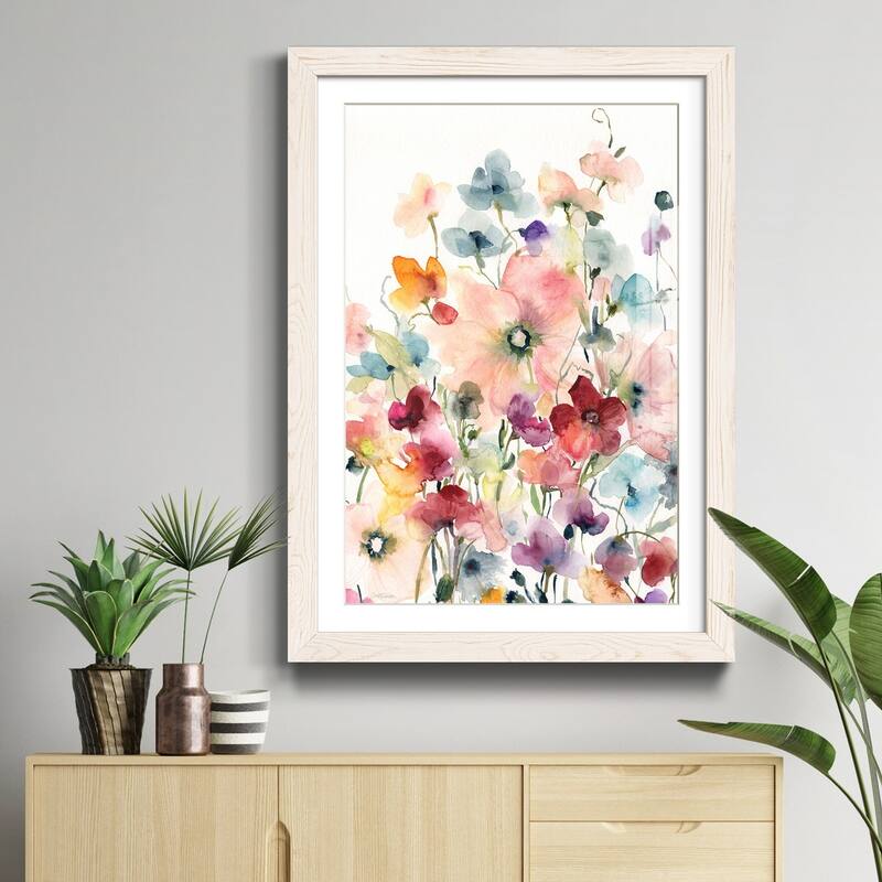 Poppies and Sweetpeas-Premium Framed Print - Ready to Hang