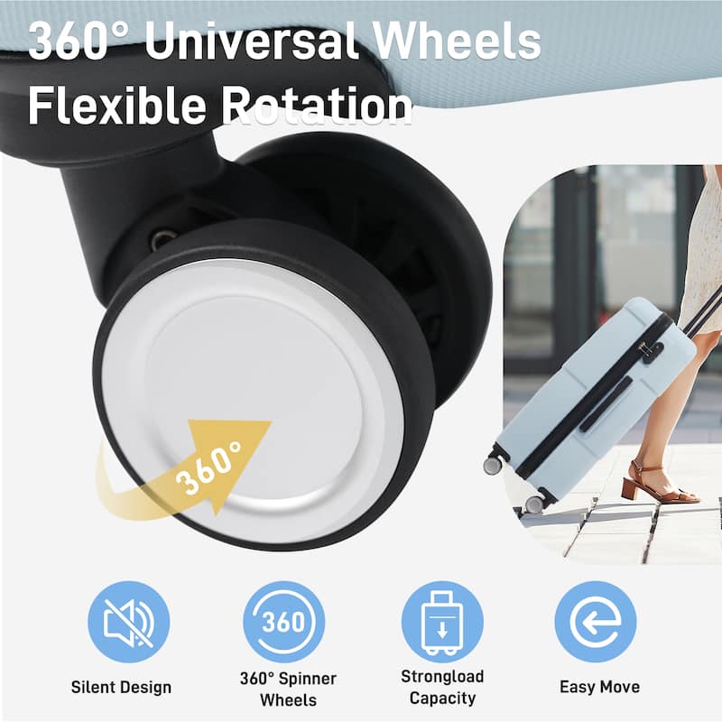 Hardshell Luggage Sets 3 Piece Double Spinner Wheels Suitcase with Handle Password Lock, Lightweight 20"+24"+28" Luggages