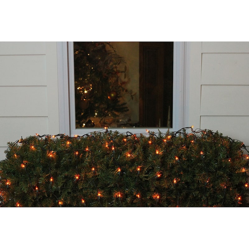 4' x 6' Orange Mini Incandescent Net Style Christmas Lights - Green Wire