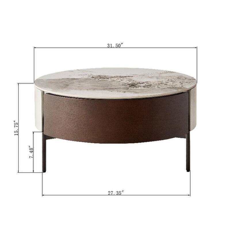 GDF Studio - Arvilla Modern Round Coffee Table with Sintered Stone Top
