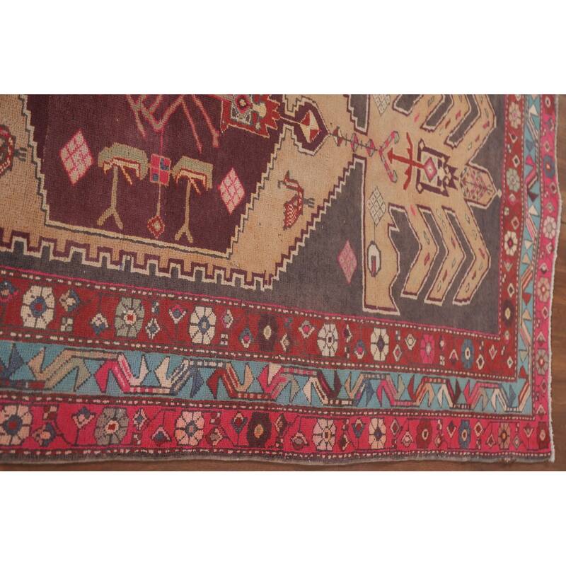 Hand Knotted Oriental 100% Wool Carpet Traditional Geometric Greys & Charcoal Meshkin Runner Rug - 9' 6'' X 3' 11''