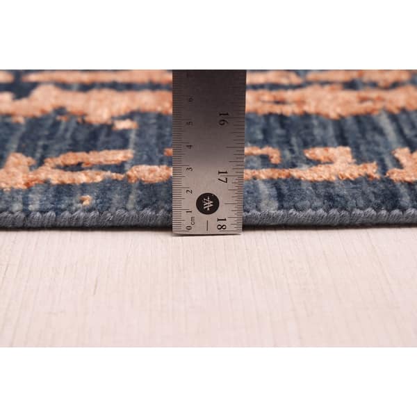 ECARPETGALLERY Hand-knotted Legacy Copper, Dark Blue Silk, Wool Rug - 2'6 x 12'3