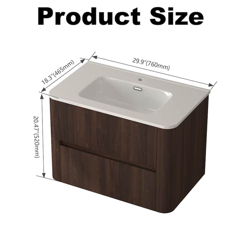Wall Mounted Floating Bathroom Vanity with Sink