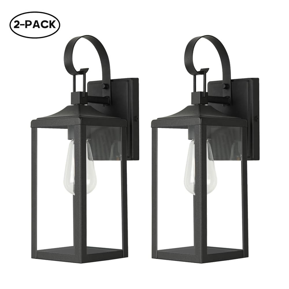 Castle 1-Light 15.81in. Outdoor Wall Light with Matte Black Finish and Clear glass shade