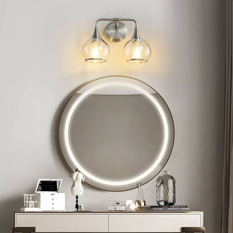 Modern Vanity Lights Dimmable Bathroom Light Fixtures with Glass Shade