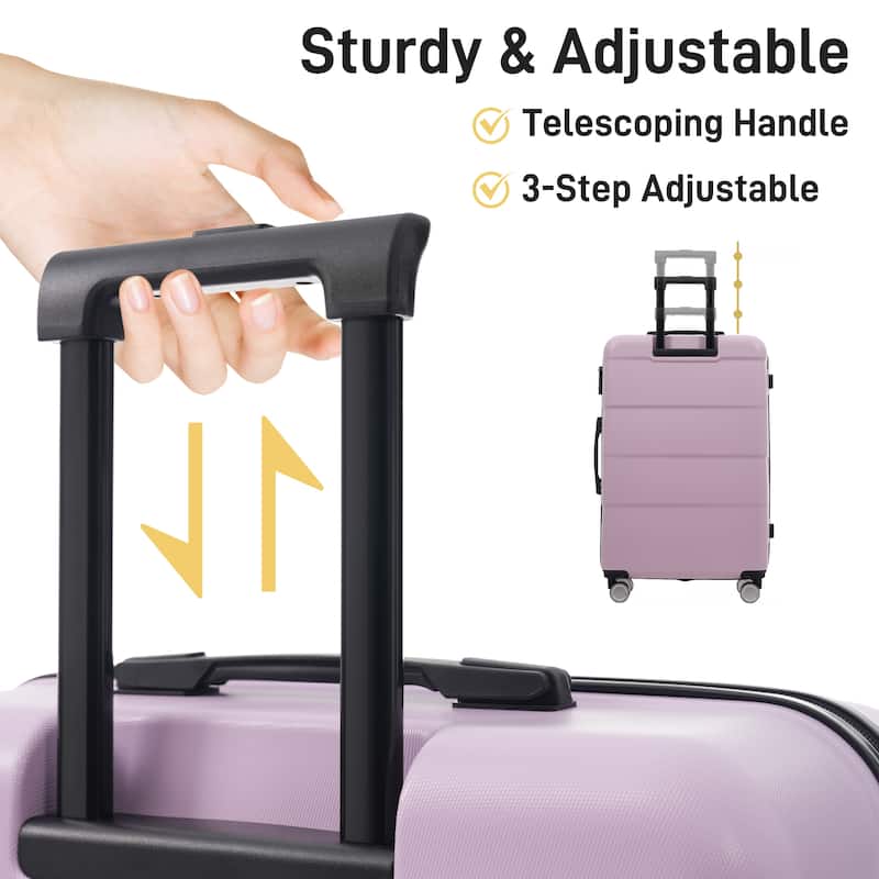 Hardshell Luggage Sets 3 Piece Double Spinner Wheels Suitcase with Handle Password Lock, Lightweight 20"+24"+28" Luggages