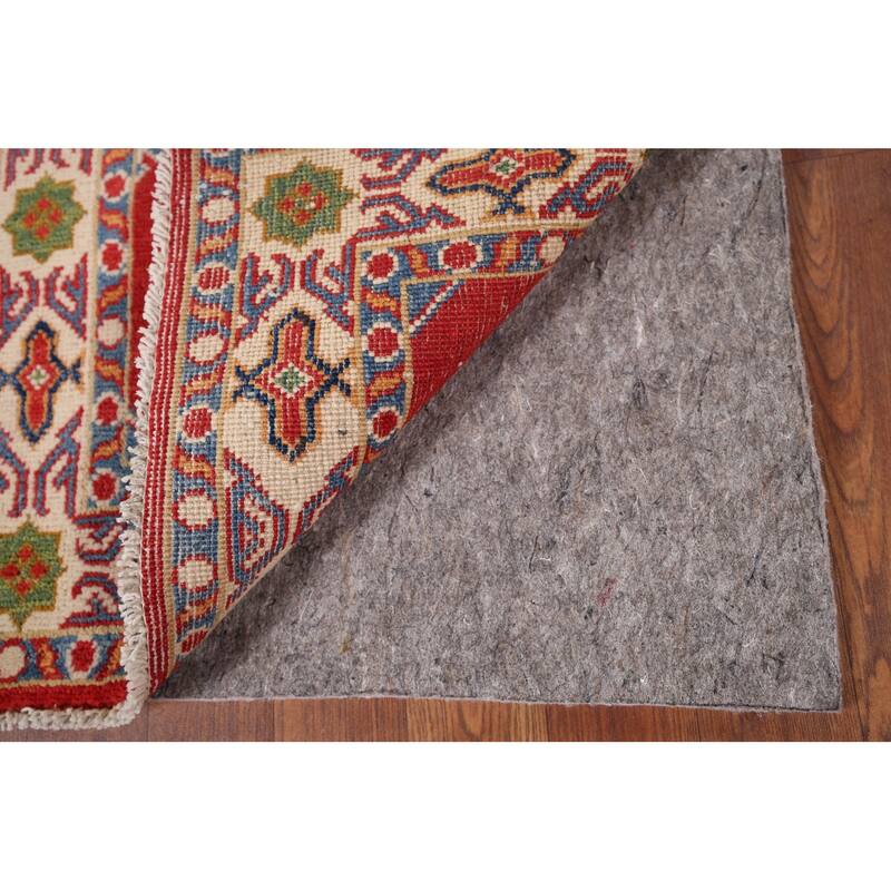 Hand Knotted Oriental 100% Wool Carpet Traditional Geometric Red Kazak Area Rug - 2' 11'' X 1' 11''