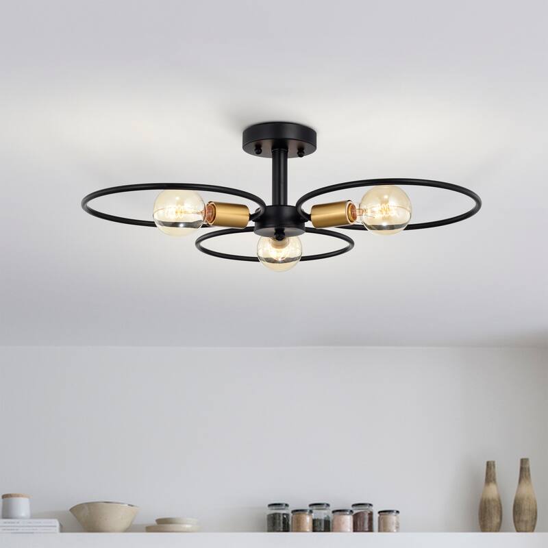 Lucina Semi Flush Mount Ceiling Light Matte Black Finish 3-Light - N/A