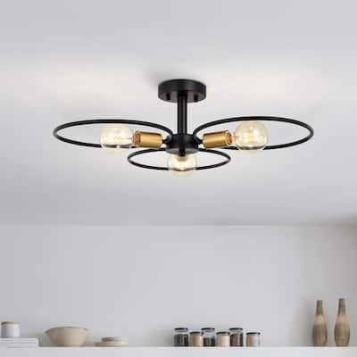 Lucina Semi Flush Mount Ceiling Light Matte Black Finish 3-Light - N/A