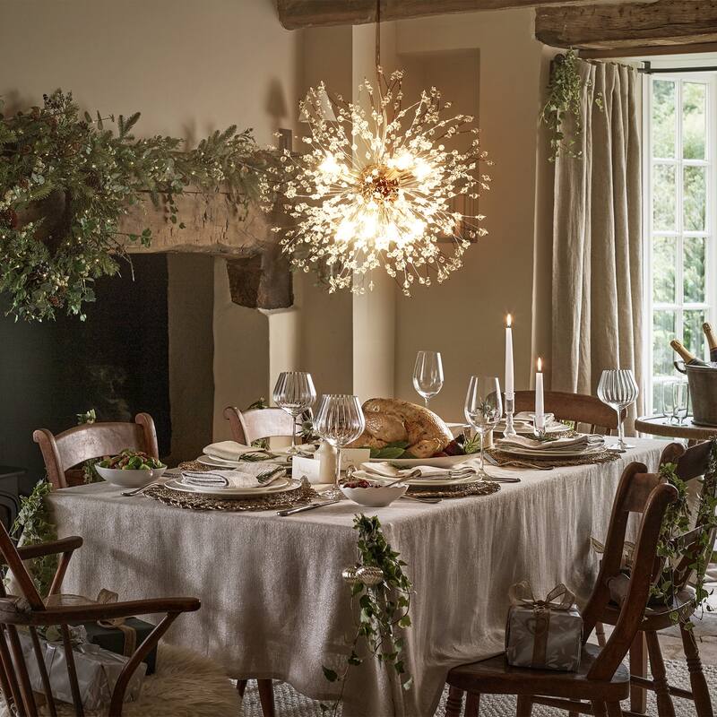 8/9/16-Light Modern Glam Linear Sputnik Globe Pendant Island Light Firework Starburst Crystal Chandelier with Crystal Beads