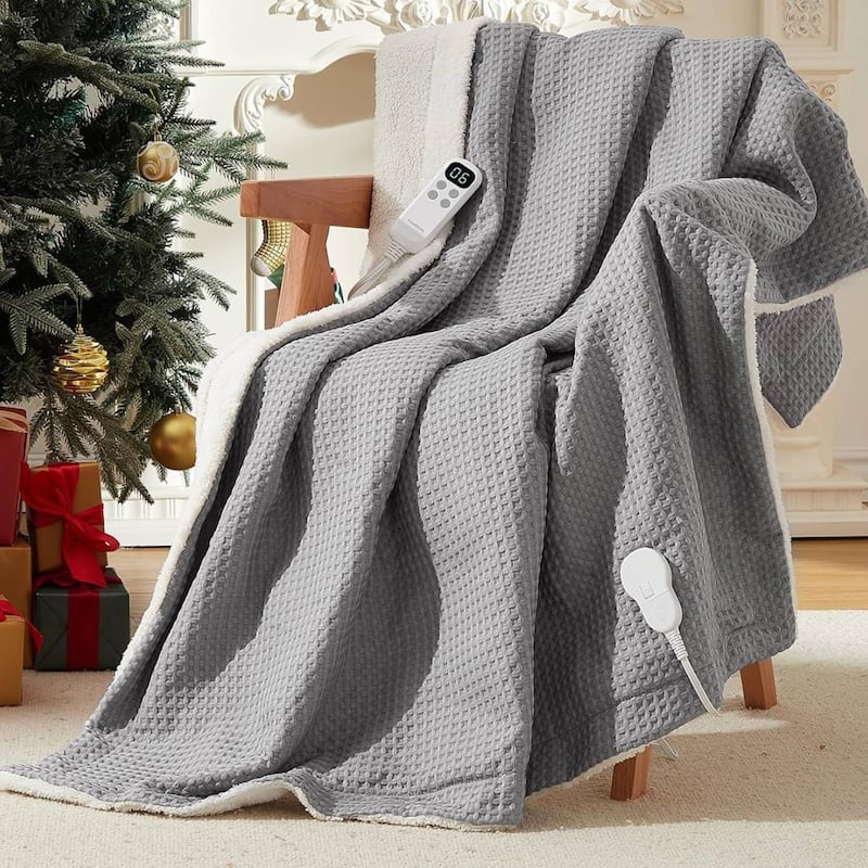 Fast Heating Heated Blanket Throw with LCD Controller, Grey - 90*100 inch