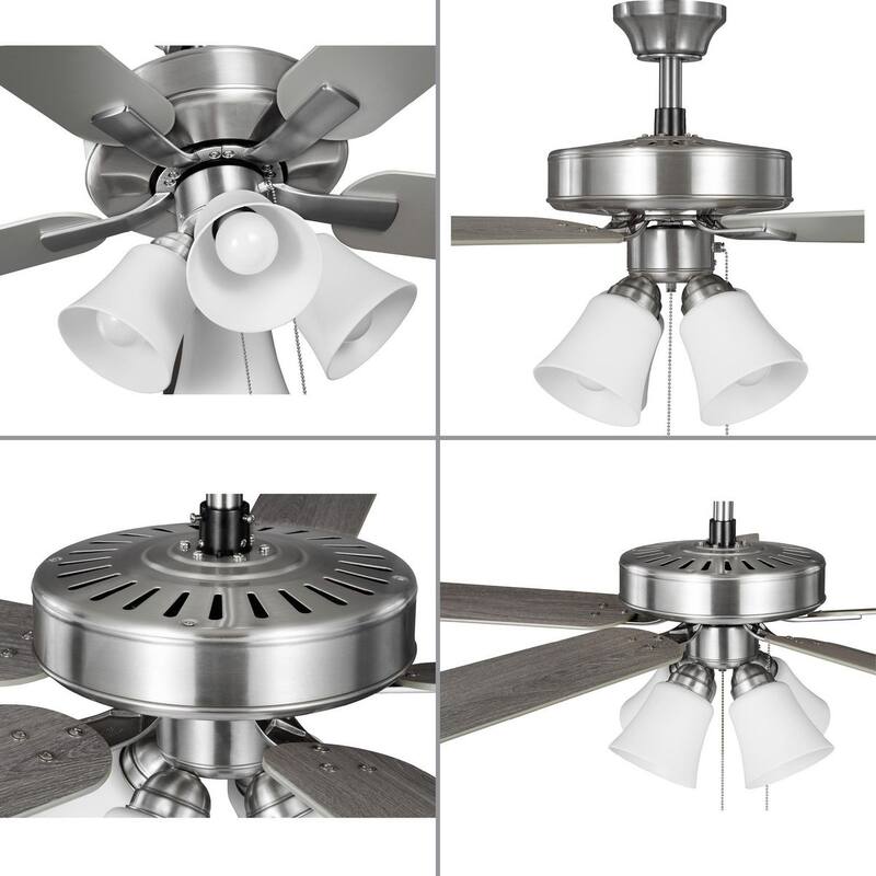 AirPro 52 in. Brushed Nickel 5-Blade Rated AC Motor Ceiling Fan with LED Light - 52 in x 52 in x 18.7 in