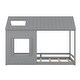 preview thumbnail 19 of 34, Rustic Twin House Bed with Skylight & Guardrails - Sturdy Wooden Support Black