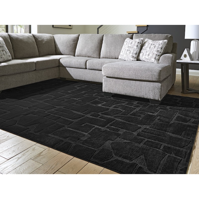 Signature Design by Ashley Gibbswell Black Washable Area Rug - 96" W x 120" D x 0.31" H