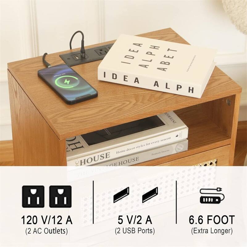 Modern Nightstand with Charging Station