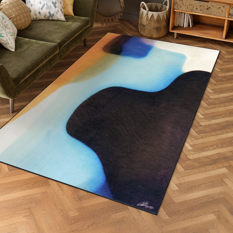 Interlocking V, Hand Washable Abstract Art Area Rug, power-loomed, 100% polyester, 2mm pile, non-slipping back