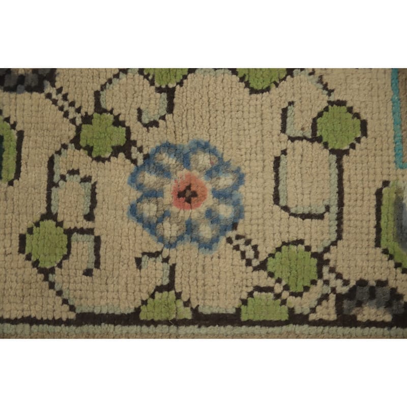 Hand Knotted Oriental 100% Wool Carpet Traditional Floral Beige & Ivories Tabriz Area Rug - 9' 3'' X 6' 4''