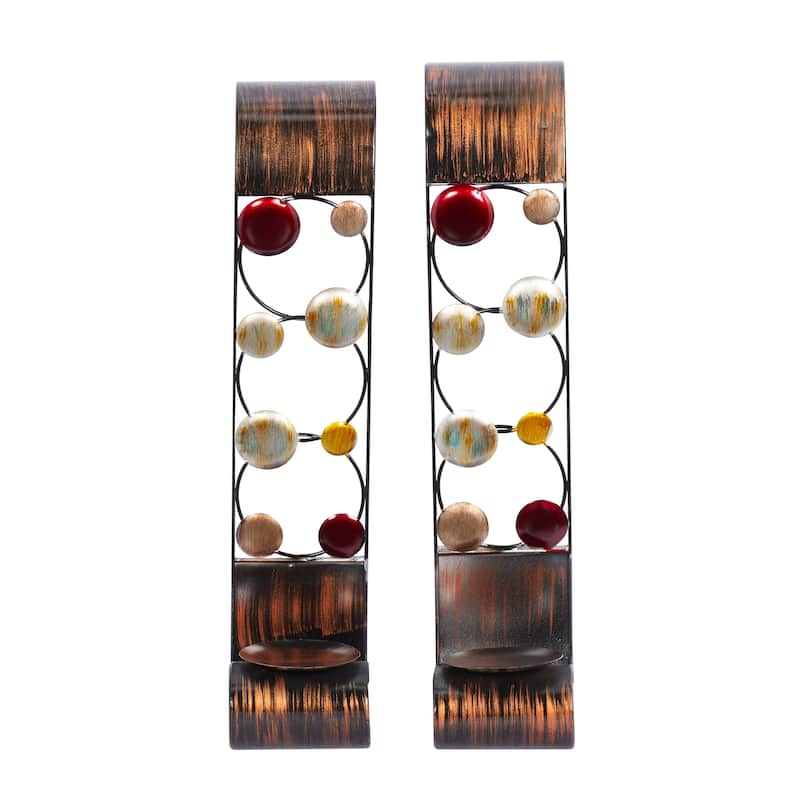 Metal 2 Candle Wall Sconce - Set of 2 Brown - Roche River Decor - 6"W x 5"L x 24"H