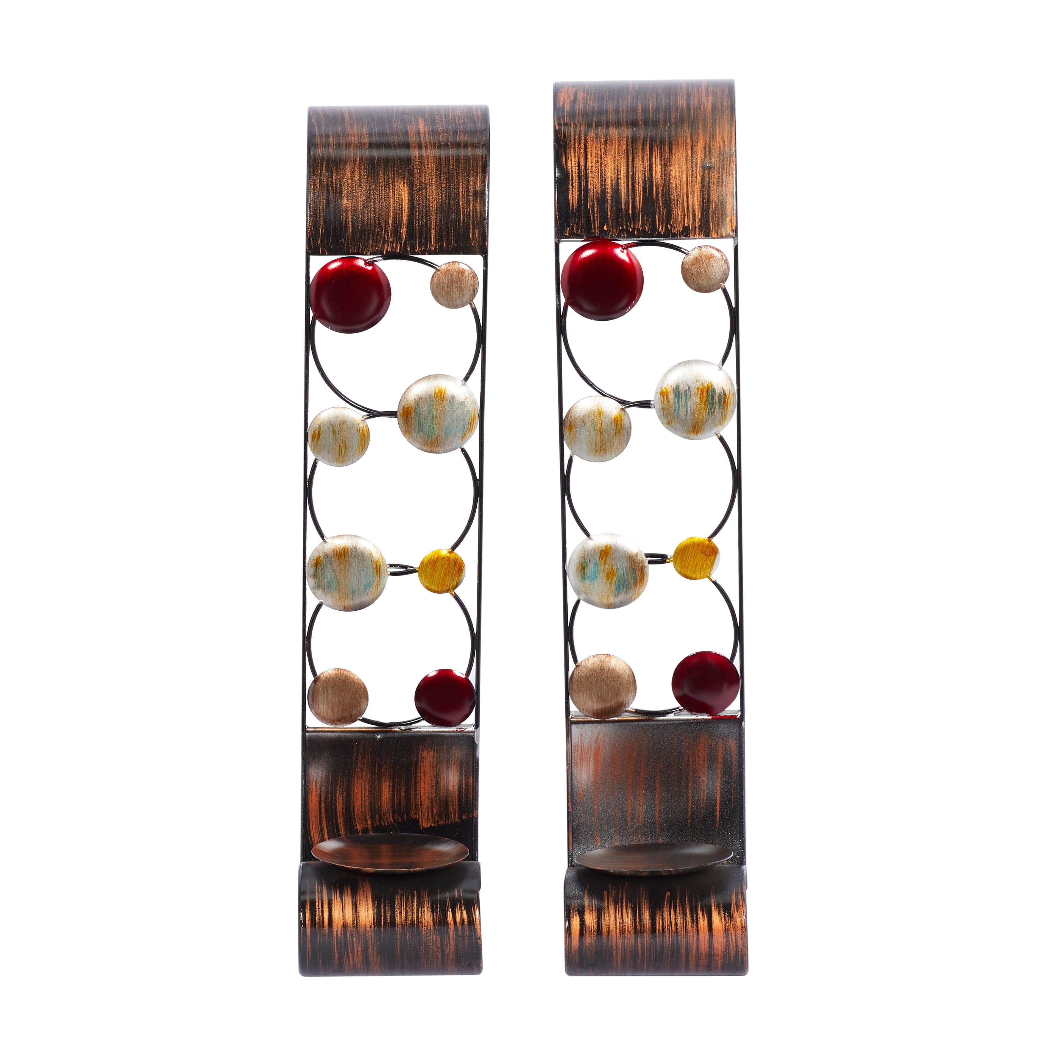 Metal 2 Candle Wall Sconce - Set of 2 Brown - Roche River Decor - 6"W x 5"L x 24"H