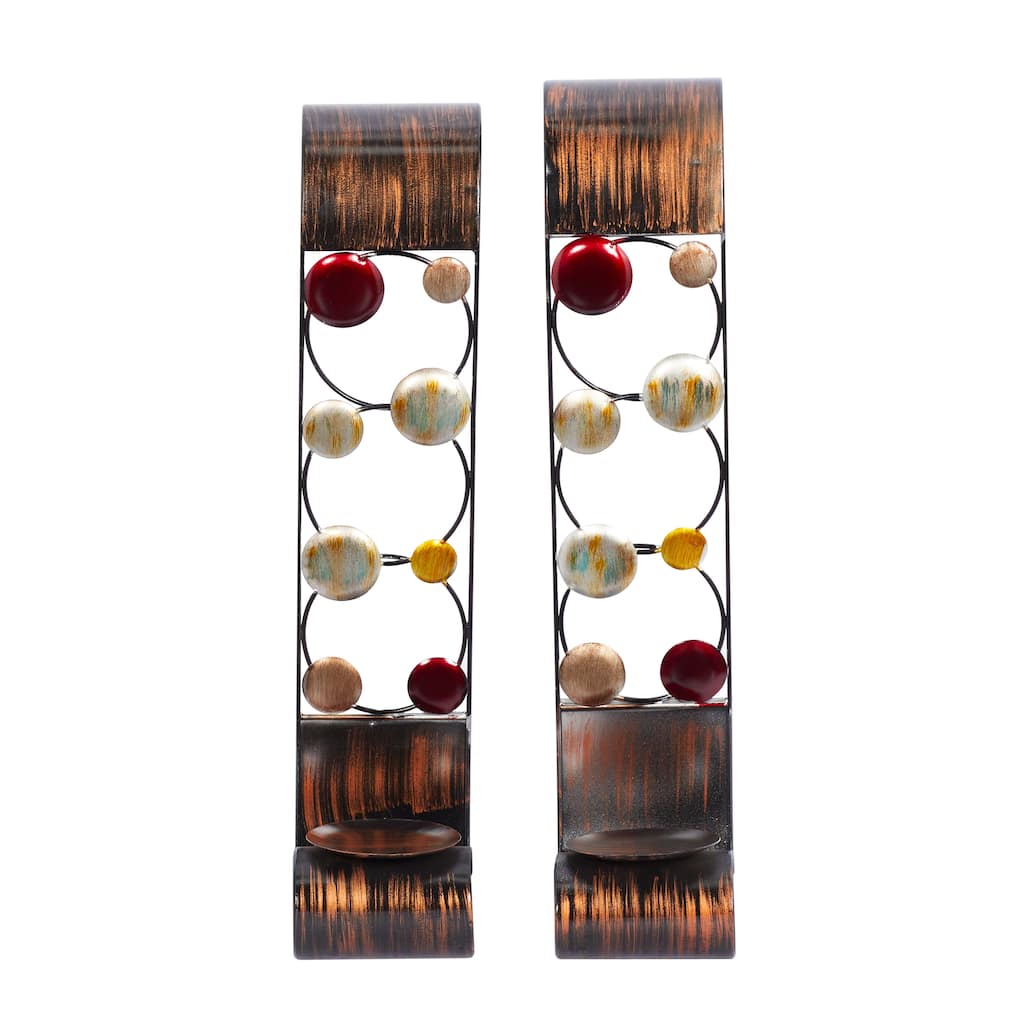 Metal 2 Candle Wall Sconce - Set of 2 Brown - Roche River Decor - 6"W x 5"L x 24"H
