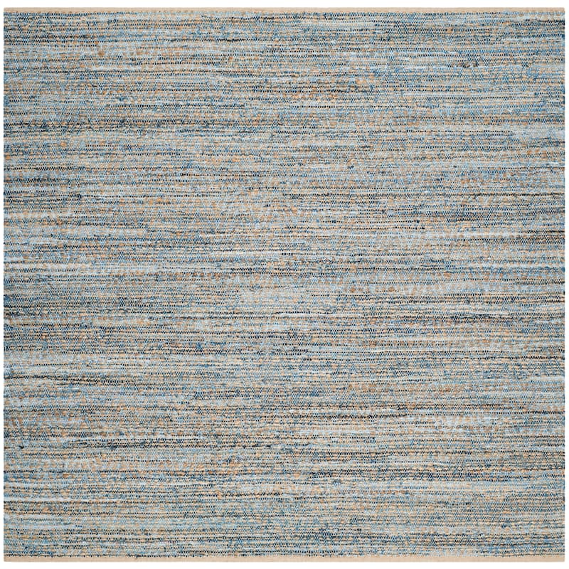 SAFAVIEH Handmade Cape Cod Cirina Coastal Jute Rug - 8' Square - Natural/Blue