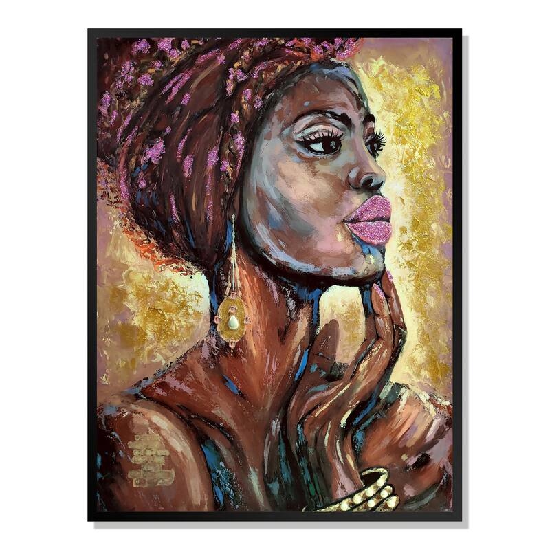 HomeRoots 39" x 30" African Profile Floater Frame Canvas Wall Art