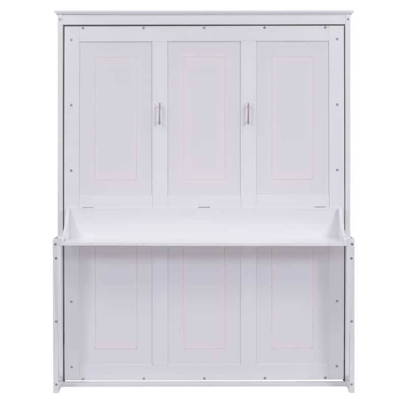 Queen Solid Wood Murphy Bed with Shelf