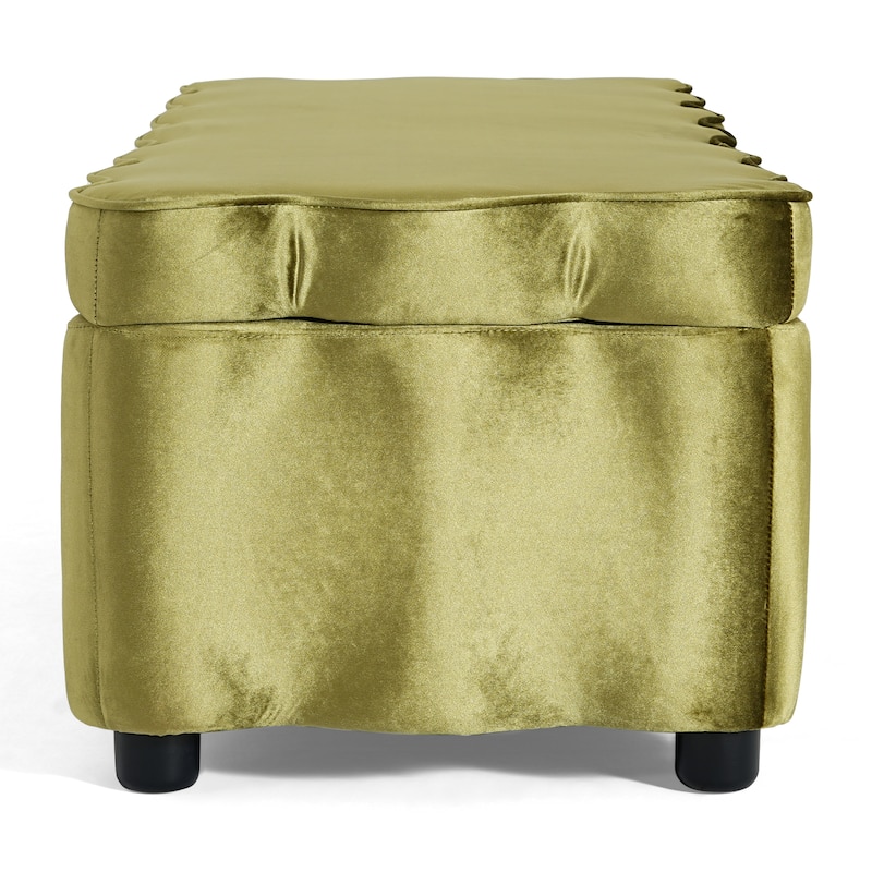 Christopher Knight Home - Milan Modern Velvet Storage Ottoman with Scalloped Design