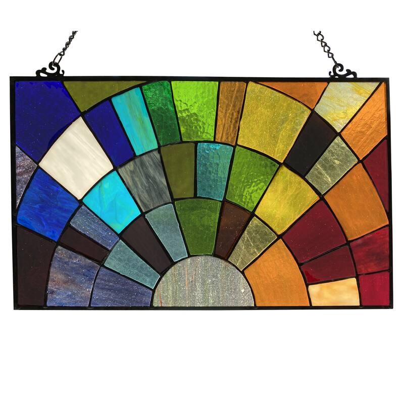 River of Goods Tiffany-style Rays of Sunshine 12-inch Stained Glass Window Panel - 20"L x 0.25"W x 12"H