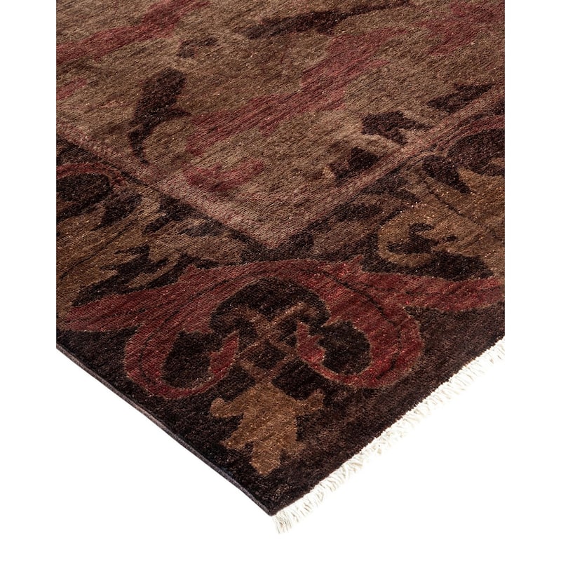 Overton Hand Knotted Wool Vintage Inspired Modern Contemporary Overdyed Gray Area Rug - 7' 10" x 9' 9"