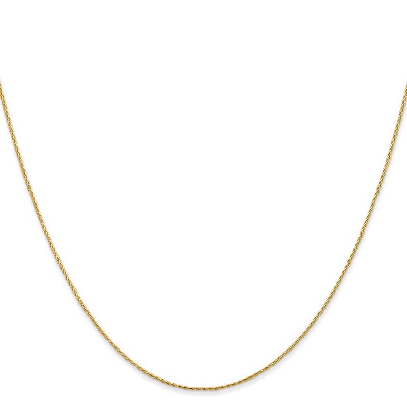 Curata Women's 14k Yellow Gold 1.0mm Round Sparkle-Cut Wheat Chain Anklet - 10 Inch