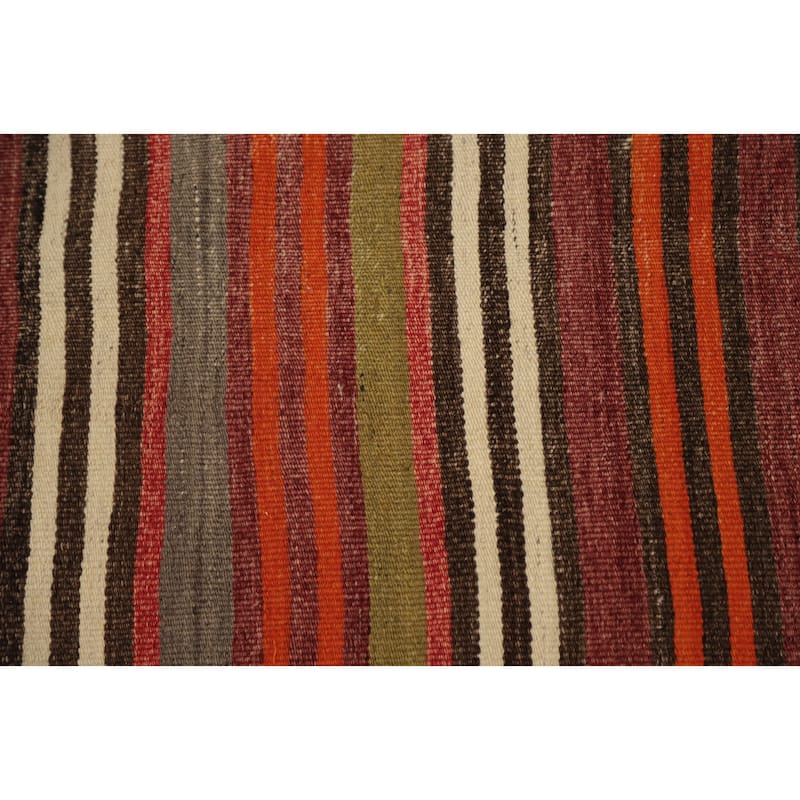 Hand Woven Oriental 100% Wool Carpet Southwestern Geometric Multi-Colored Kilim Runner Rug - 9' 4'' X 4' 5''