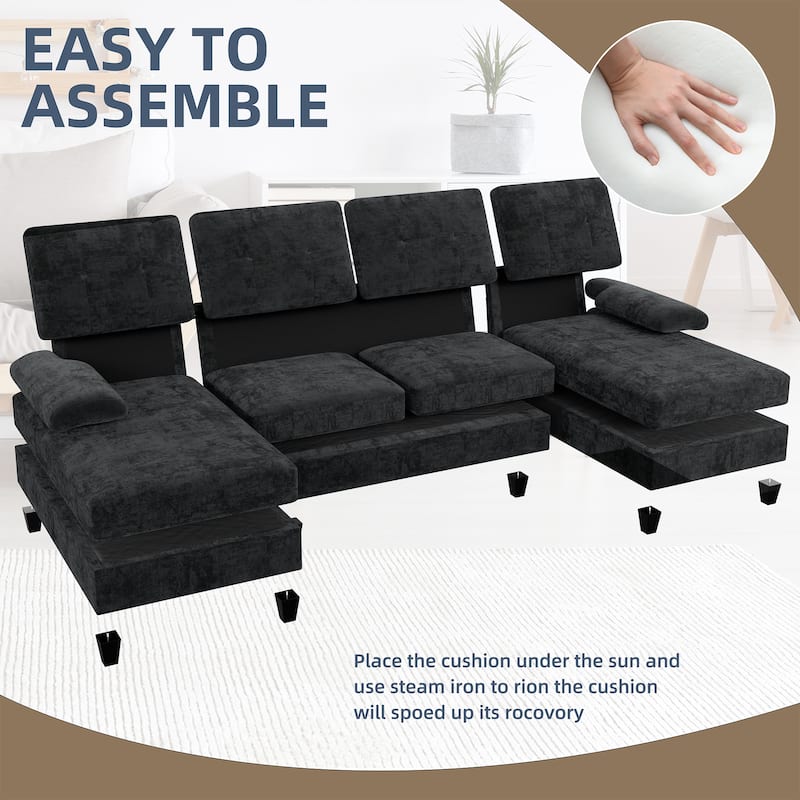 106'' Sectional Sofa with Thick Cushions for Living Room