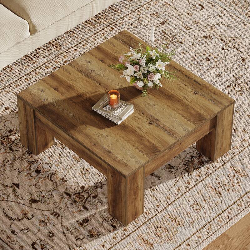 Square Coffee Table, 39-Inch Coffee Table with Sturdy Legs