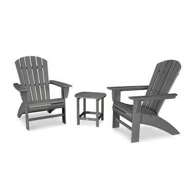POLYWOOD Nautical 3-piece Adirondack Chair and Table Set