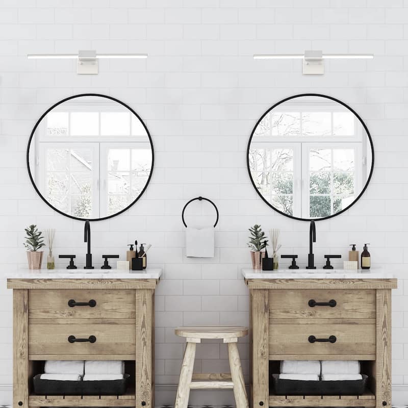 Modern Black or White 23.74-inch Linear LED Dimmable Bathroom Vanity Lighting Fixture