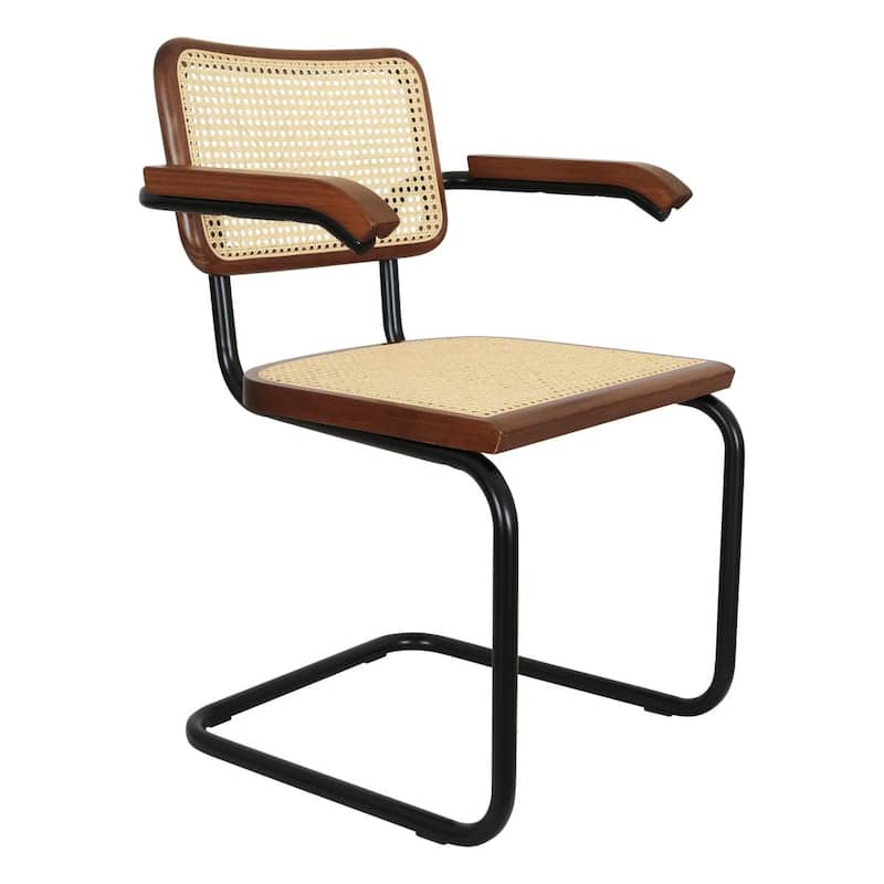 Breuer Chair Company Marcel Breuer Cesca Cane Cantilever Armchair Arm Chair w/ Black Steel Frame (Various Wood & Cane Colors)