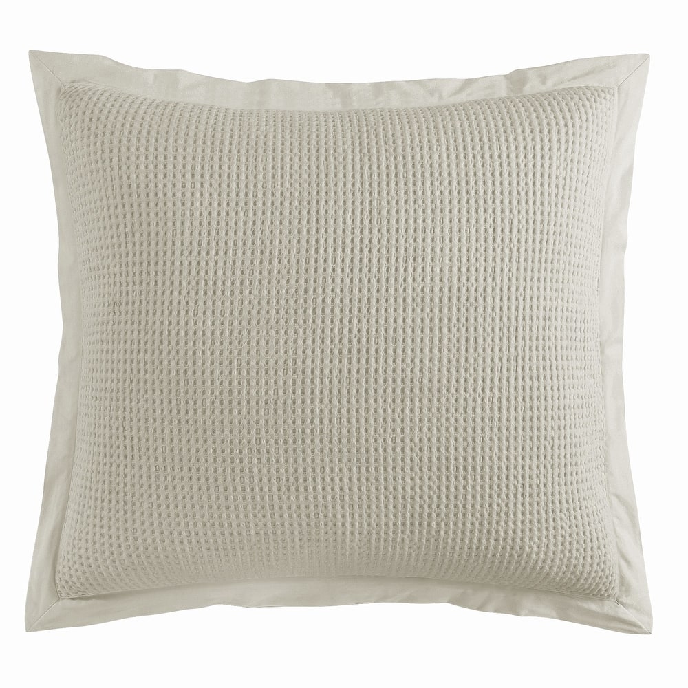 HiEnd Accents Stonewashed Cotton Waffle Weave Euro Sham, 27"x27"