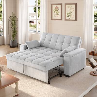 3 in 1 Convertible Sofa Bed Futon Couches with Reclining Backrest, Loveseat Sleeper Sofabed with Pull Out Couch