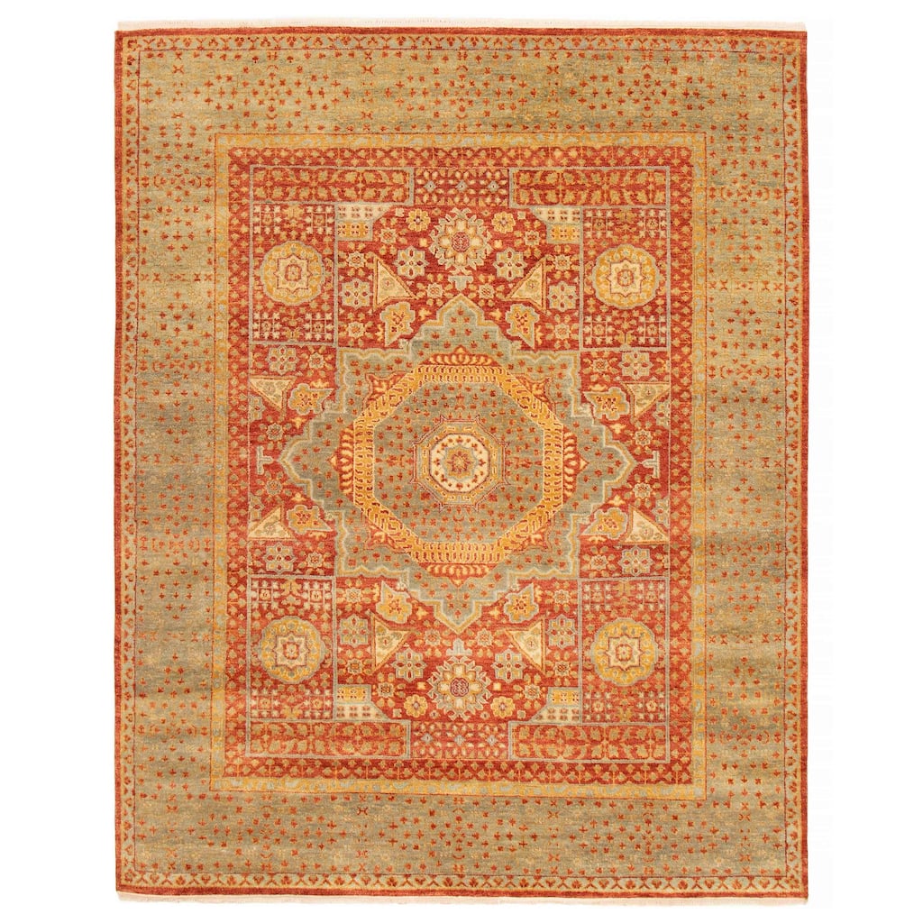 ECARPETGALLERY Hand-knotted Mamluk Dark Copper Wool Rug - 7'9 x 9'8