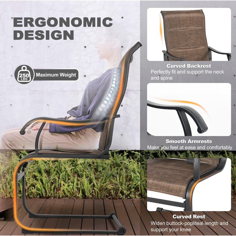 Nuu Garden Outdoor Dining Set of 4, Umbrella Hole, Textilene and Iron, Brown