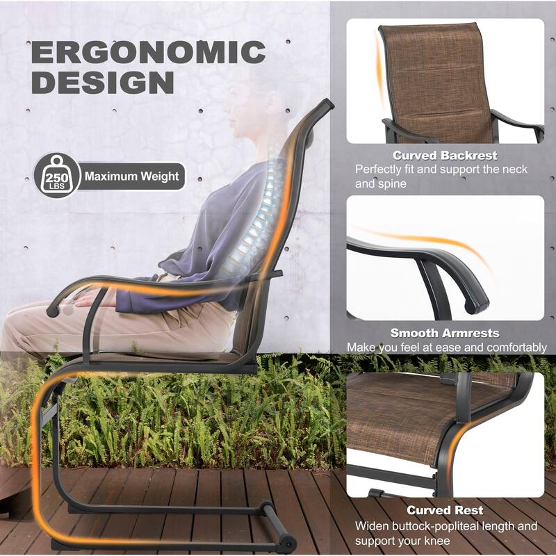 Outdoor Patio Dining Chairs, Breathable Textilene, Iron Frame