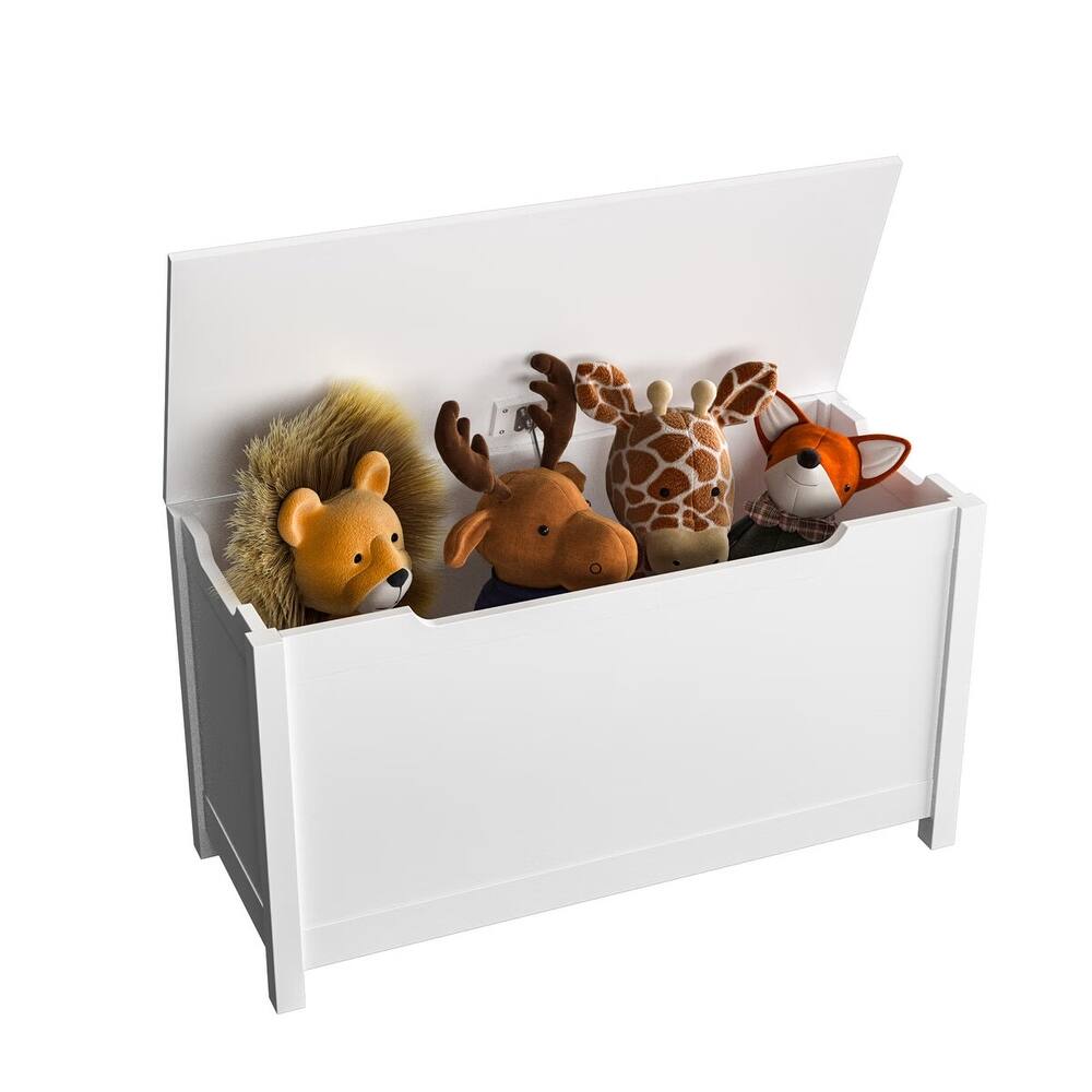 Merax Kids Wooden Toy Box/Bench with Safety Hinged Lid for Ages 3+