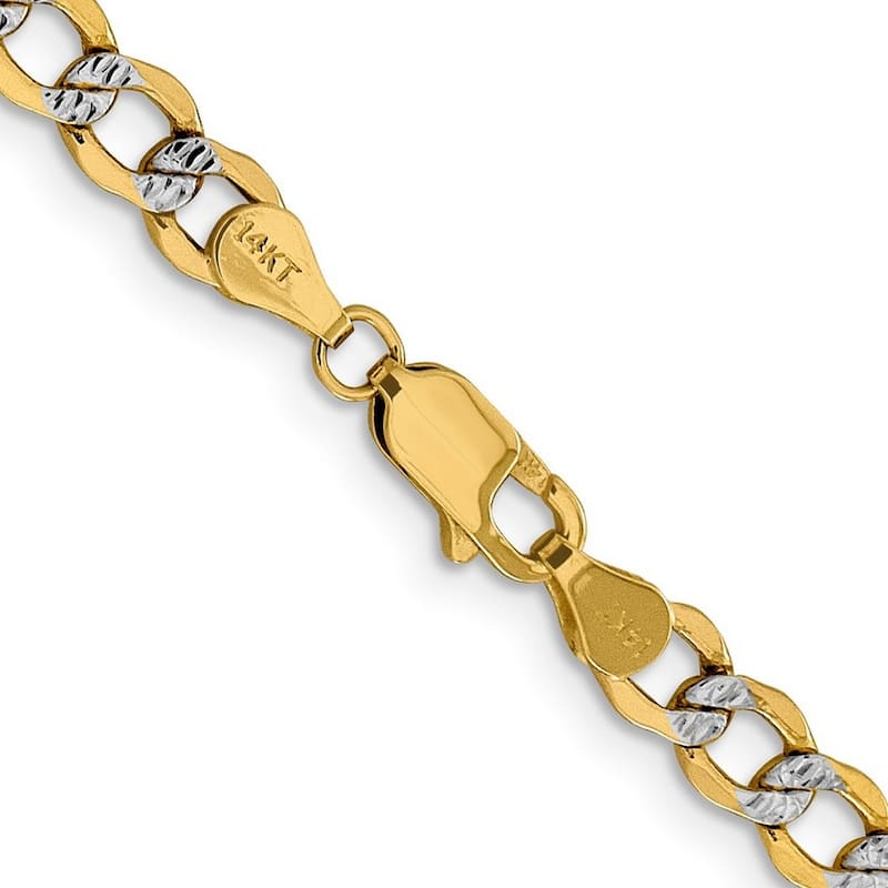 Curata 14k 5.2mm Semi solid Pave Curb Chain Bracelet