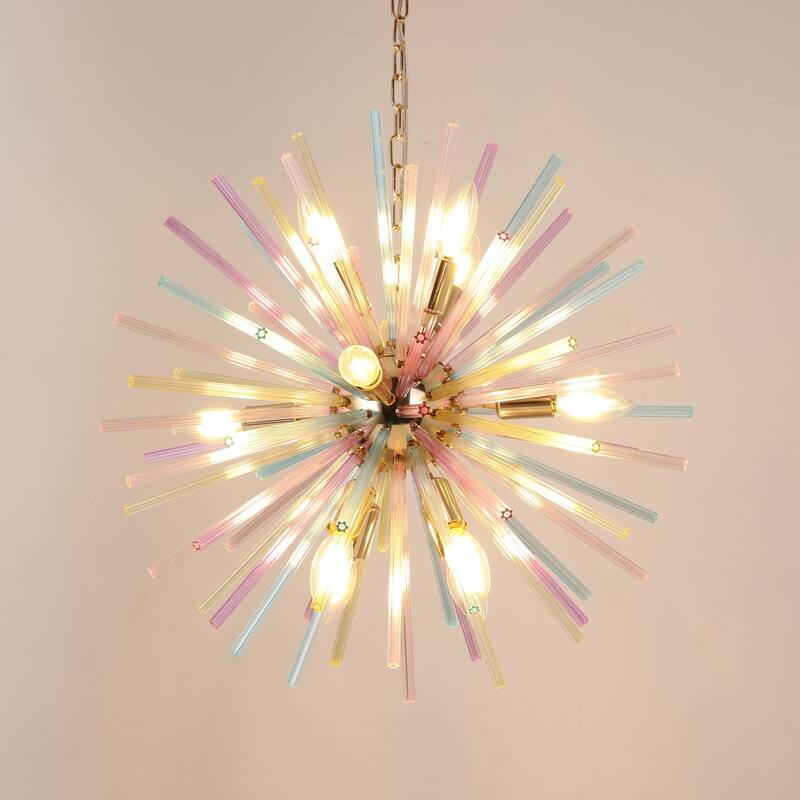 12-Light Modern Glam Sputnik Chandelier for Dining Room Starburst Firework Pendant Light - 22 in. W x 22 in. H