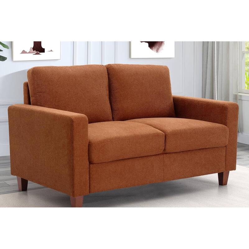 US Pride Furniture Miles Mid Century Modern Loveseat 2 Seater Sofa Couch with Reversible Back Pillows Large - Orange