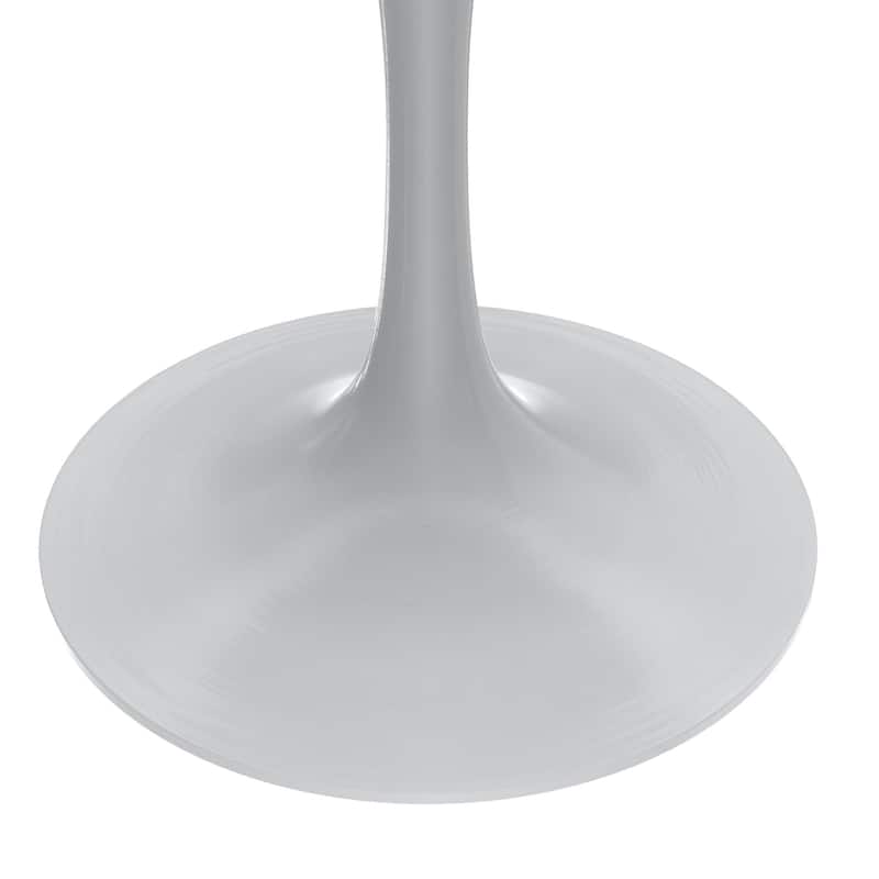 Verve Dining Table with a 36" Round Tabletop in White Steel Pedestal